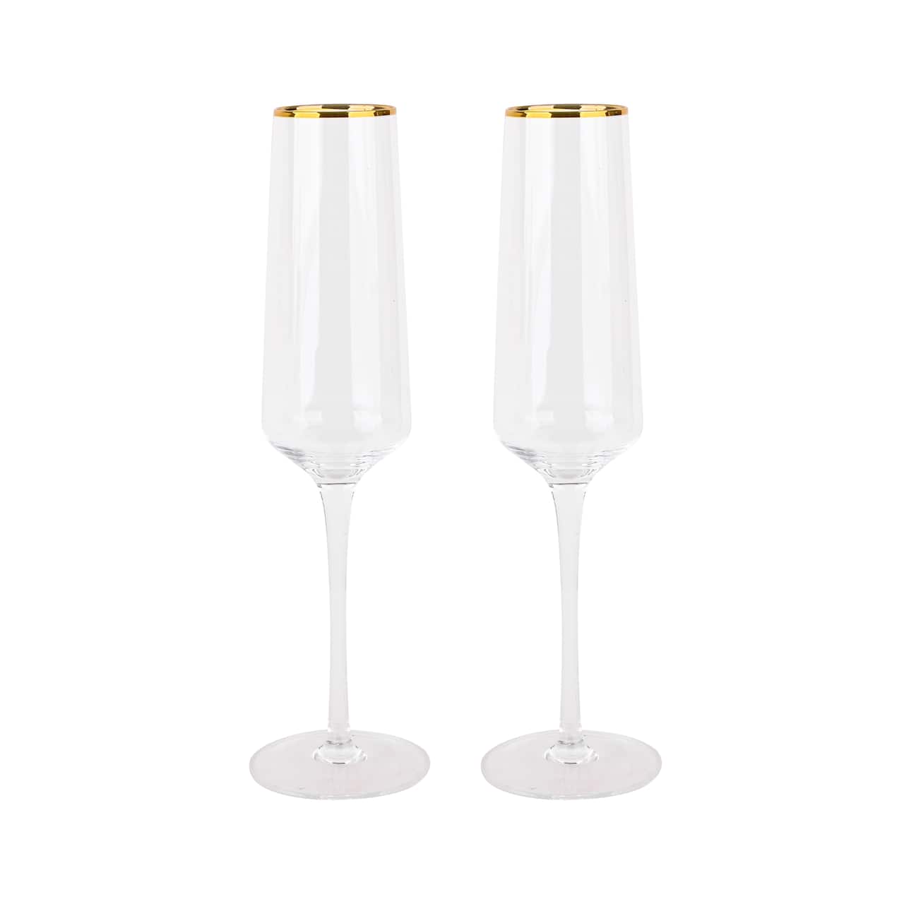 6 Packs: 2 ct. (12 total) 6oz. Clear Flute Glasses with Gold Rim by Celebrate It™